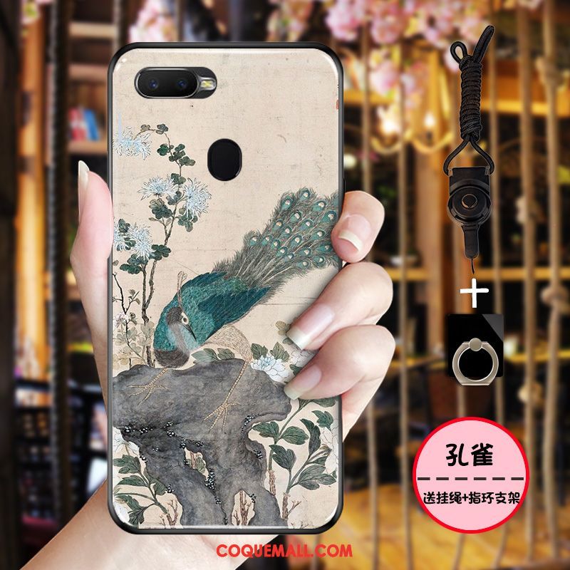 Étui Oppo F9 Protection Tout Compris Style Chinois, Coque Oppo F9 Simple Encre