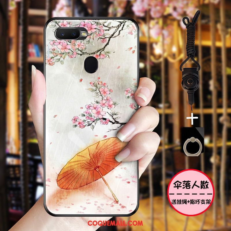 Étui Oppo F9 Protection Tout Compris Style Chinois, Coque Oppo F9 Simple Encre