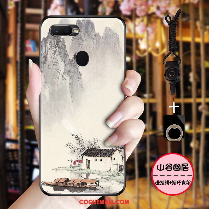 Étui Oppo F9 Protection Tout Compris Style Chinois, Coque Oppo F9 Simple Encre