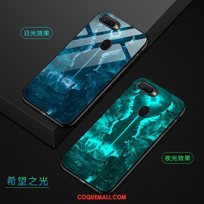 Étui Oppo F9 Starry Lumineuses Téléphone Portable Verre Trempé, Coque Oppo F9 Starry Tendance Difficile