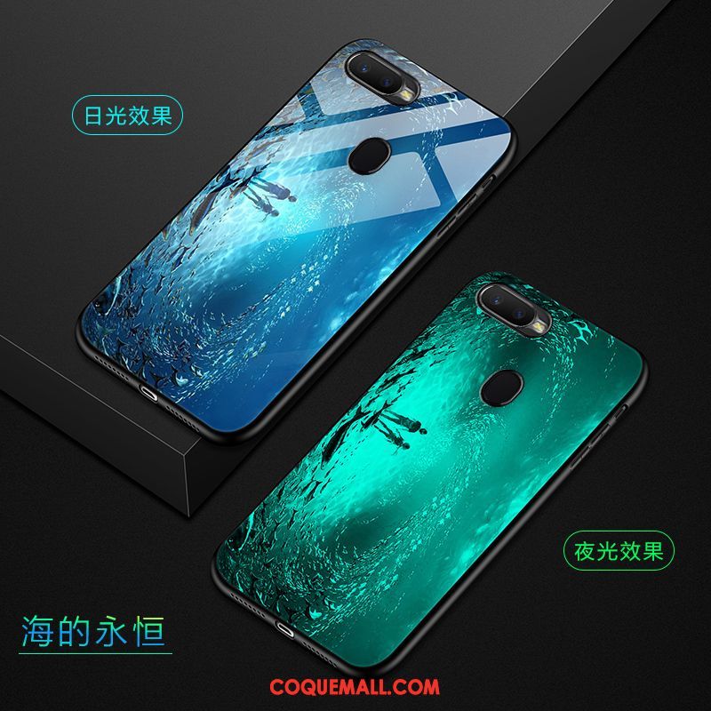 Étui Oppo F9 Starry Lumineuses Téléphone Portable Verre Trempé, Coque Oppo F9 Starry Tendance Difficile