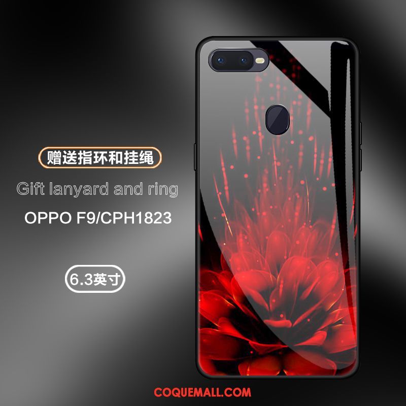 Étui Oppo F9 Téléphone Portable Bleu Marin Rose, Coque Oppo F9 Tout Compris Verre