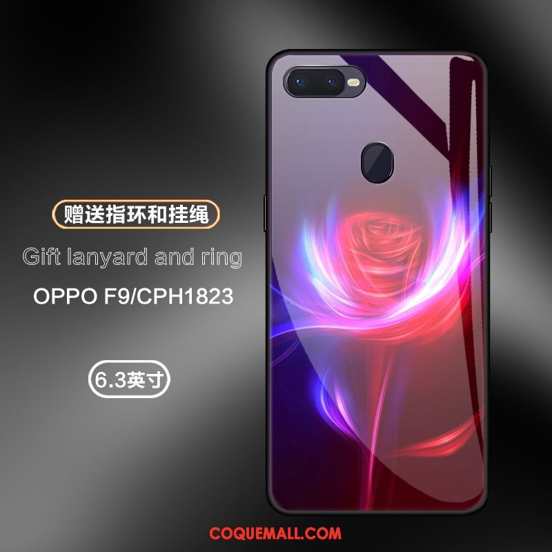 Étui Oppo F9 Téléphone Portable Bleu Marin Rose, Coque Oppo F9 Tout Compris Verre