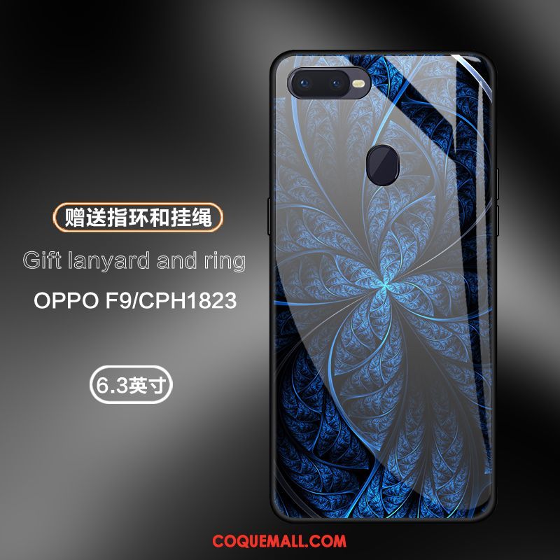 Étui Oppo F9 Téléphone Portable Bleu Marin Rose, Coque Oppo F9 Tout Compris Verre