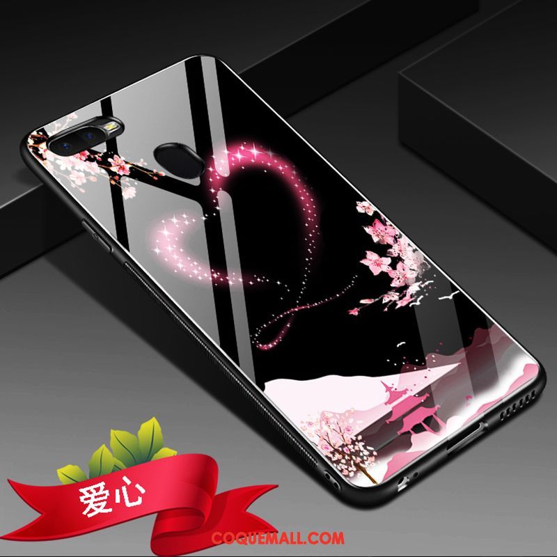 Étui Oppo F9 Verre Noir Téléphone Portable, Coque Oppo F9 Fluide Doux Incassable