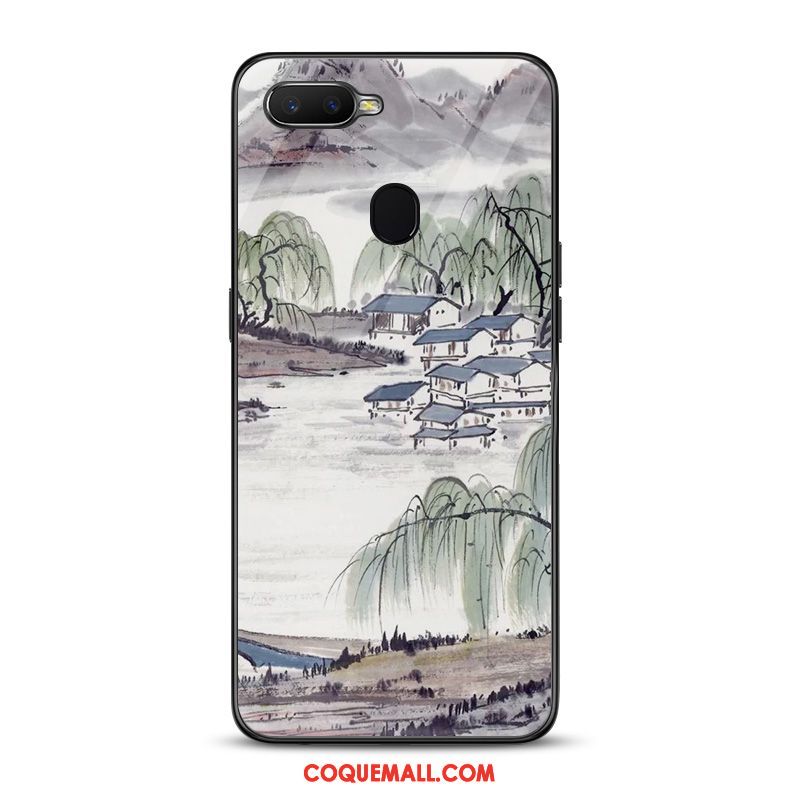 Étui Oppo F9 Verre Téléphone Portable Protection, Coque Oppo F9 Encre Tendance