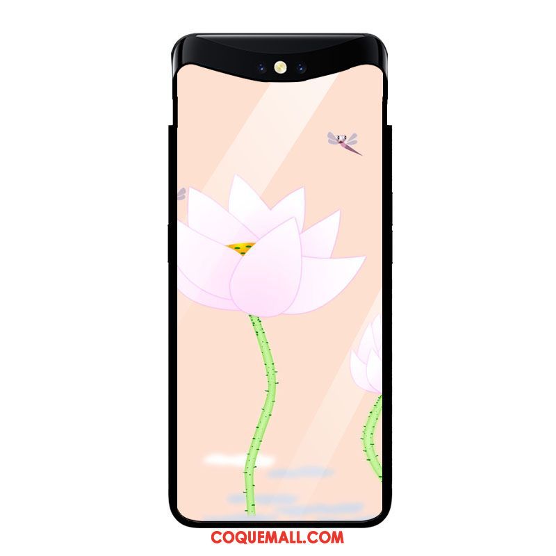 Étui Oppo Find X Style Chinois Fleurs Art, Coque Oppo Find X Vintage Verre Trempé