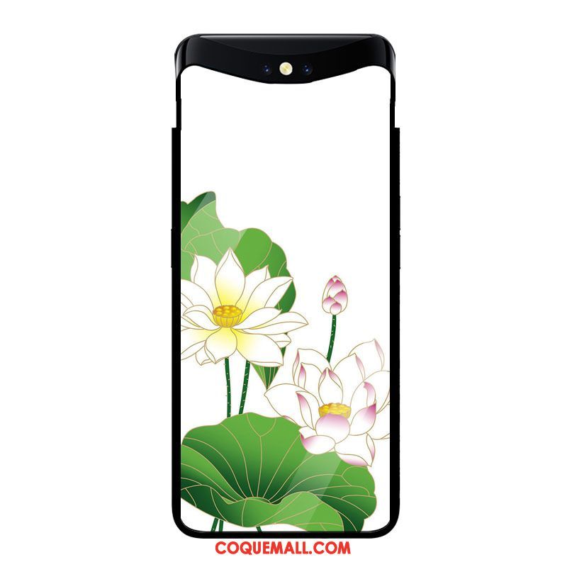 Étui Oppo Find X Style Chinois Fleurs Art, Coque Oppo Find X Vintage Verre Trempé