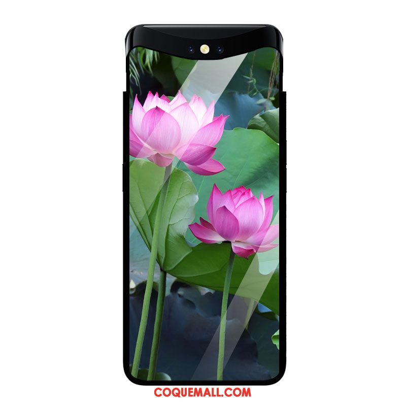 Étui Oppo Find X Style Chinois Fleurs Art, Coque Oppo Find X Vintage Verre Trempé