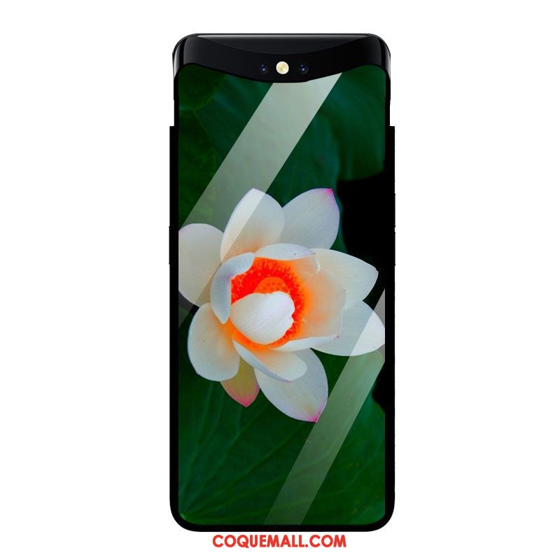 Étui Oppo Find X Style Chinois Fleurs Art, Coque Oppo Find X Vintage Verre Trempé