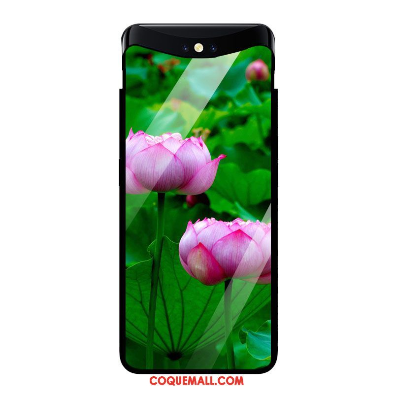 Étui Oppo Find X Style Chinois Fleurs Art, Coque Oppo Find X Vintage Verre Trempé