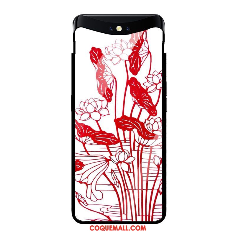 Étui Oppo Find X Style Chinois Fleurs Art, Coque Oppo Find X Vintage Verre Trempé