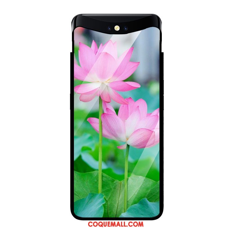 Étui Oppo Find X Style Chinois Fleurs Art, Coque Oppo Find X Vintage Verre Trempé