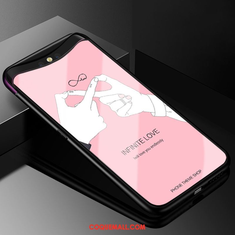 Étui Oppo Find X Téléphone Portable Silicone Verre Trempé, Coque Oppo Find X Bordure Rose