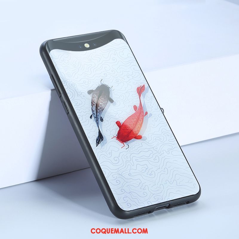 Étui Oppo Find X Verre Nouveau Tendance, Coque Oppo Find X Téléphone Portable Style Chinois