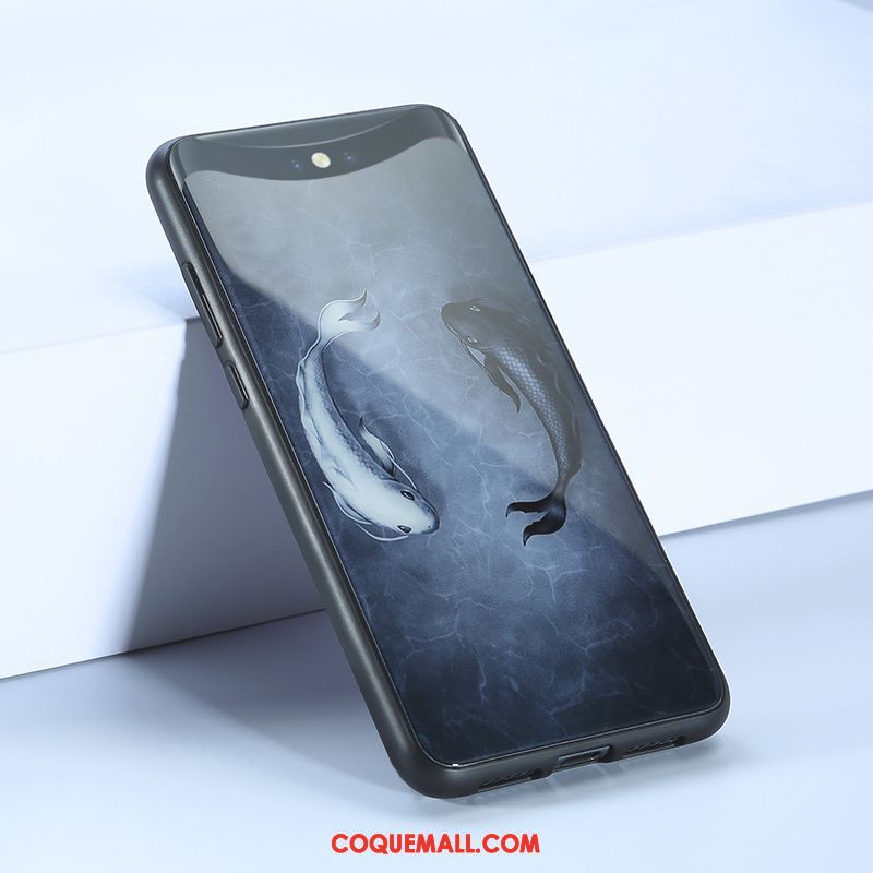 Étui Oppo Find X Verre Nouveau Tendance, Coque Oppo Find X Téléphone Portable Style Chinois