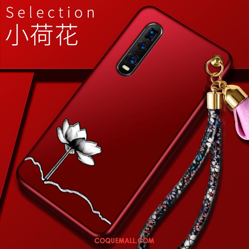 Étui Oppo Find X2 Pro Créatif Protection Nouveau, Coque Oppo Find X2 Pro Délavé En Daim Net Rouge