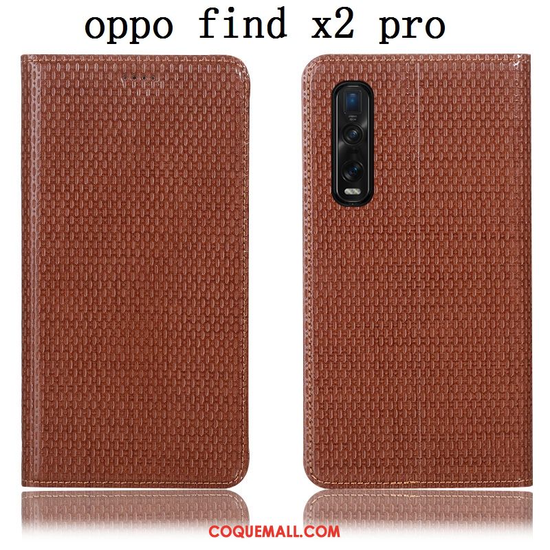 Étui Oppo Find X2 Pro En Cuir Modèle Fleurie Téléphone Portable, Coque Oppo Find X2 Pro Protection Braun