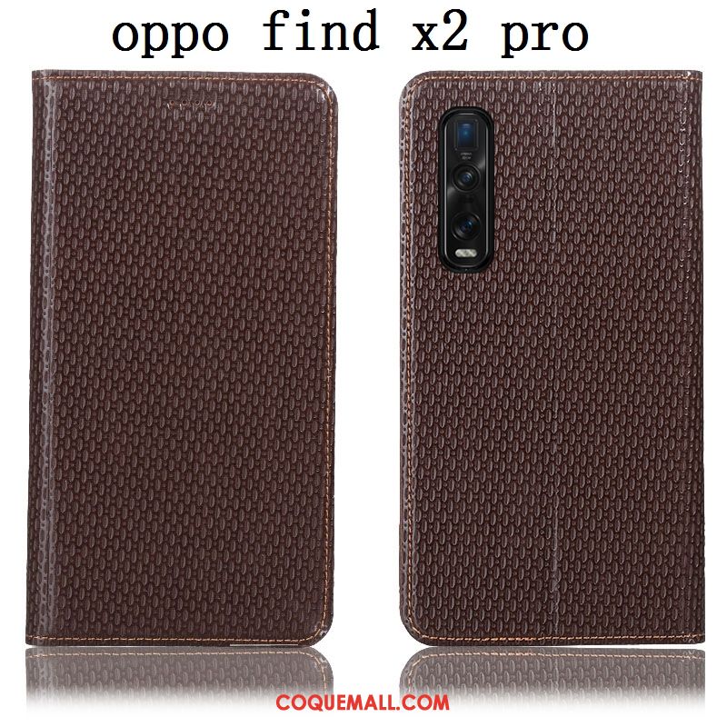 Étui Oppo Find X2 Pro En Cuir Modèle Fleurie Téléphone Portable, Coque Oppo Find X2 Pro Protection Braun