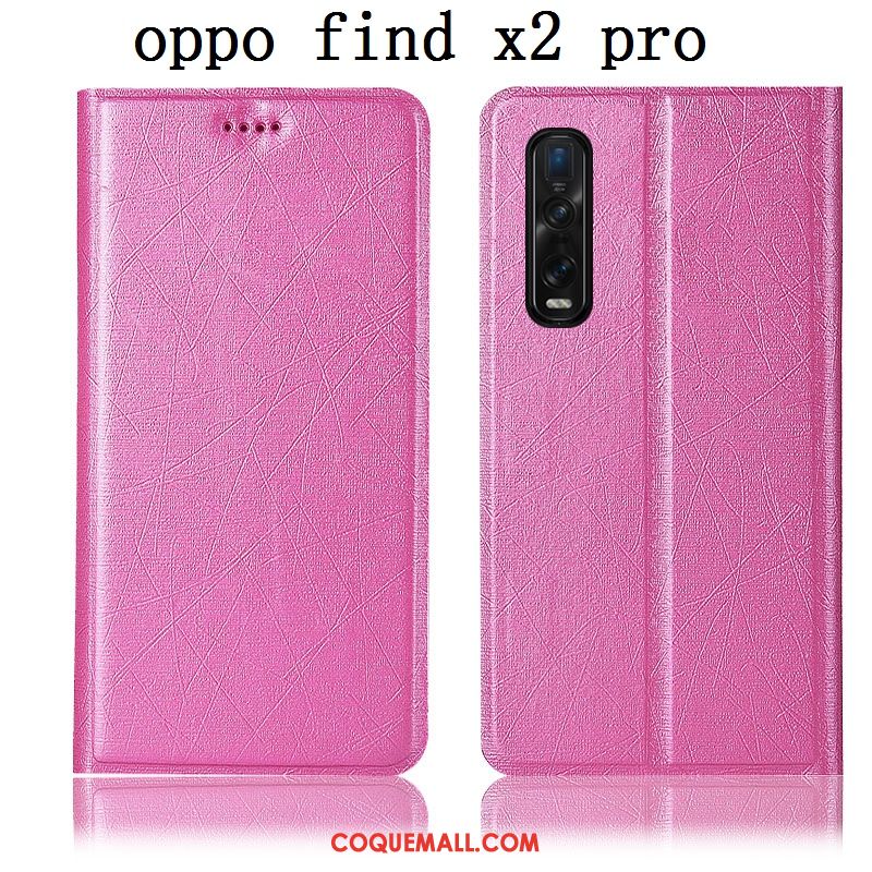 Étui Oppo Find X2 Pro Or En Cuir Téléphone Portable, Coque Oppo Find X2 Pro Incassable Soie