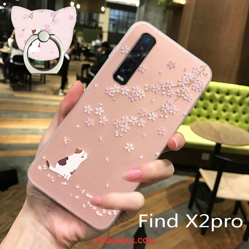 Étui Oppo Find X2 Pro Protection Rose Cuir, Coque Oppo Find X2 Pro Tout Compris Délavé En Daim