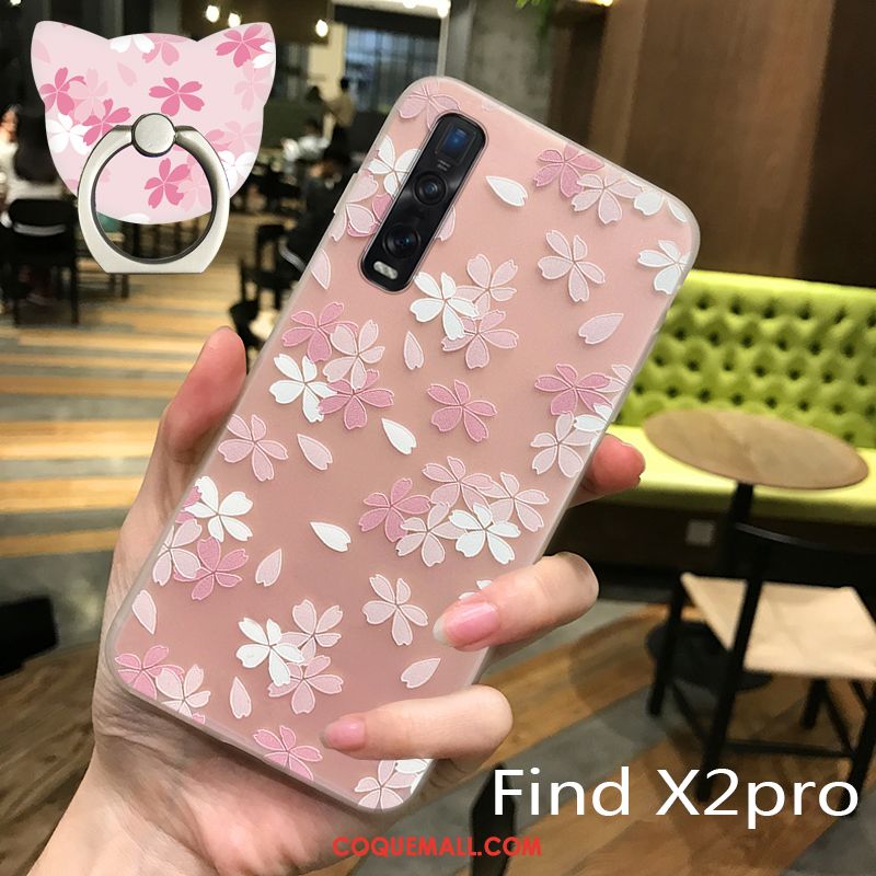 Étui Oppo Find X2 Pro Protection Rose Cuir, Coque Oppo Find X2 Pro Tout Compris Délavé En Daim