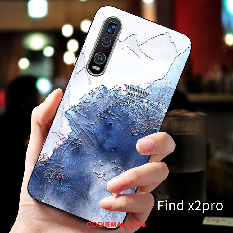 Étui Oppo Find X2 Pro Très Mince Créatif Gaufrage, Coque Oppo Find X2 Pro Fluide Doux Protection