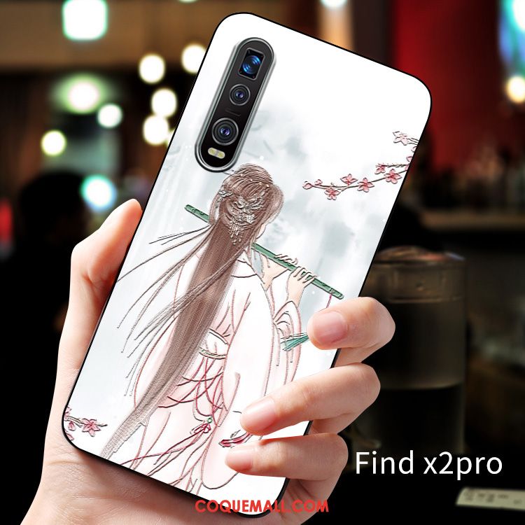 Étui Oppo Find X2 Pro Très Mince Créatif Gaufrage, Coque Oppo Find X2 Pro Fluide Doux Protection