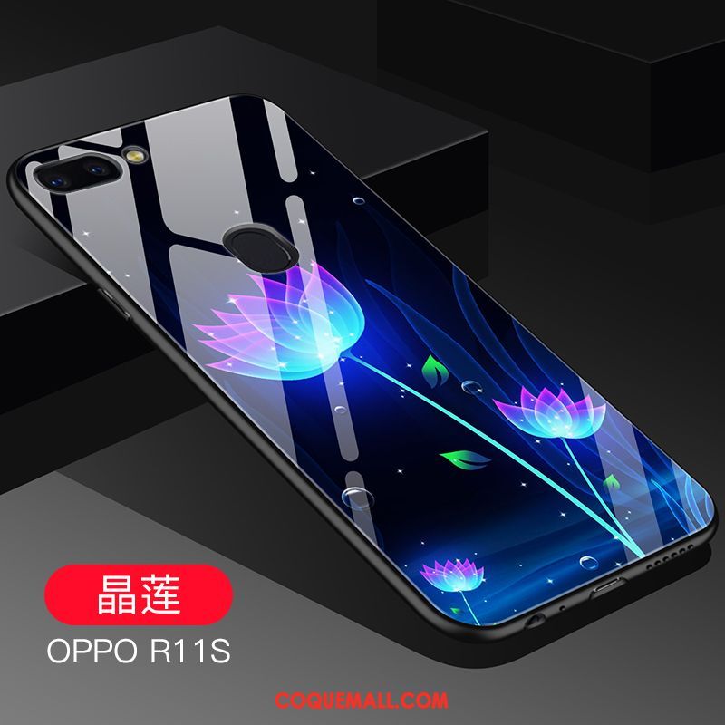 Étui Oppo R11s Cool Verre Bleu, Coque Oppo R11s Téléphone Portable Fluide Doux