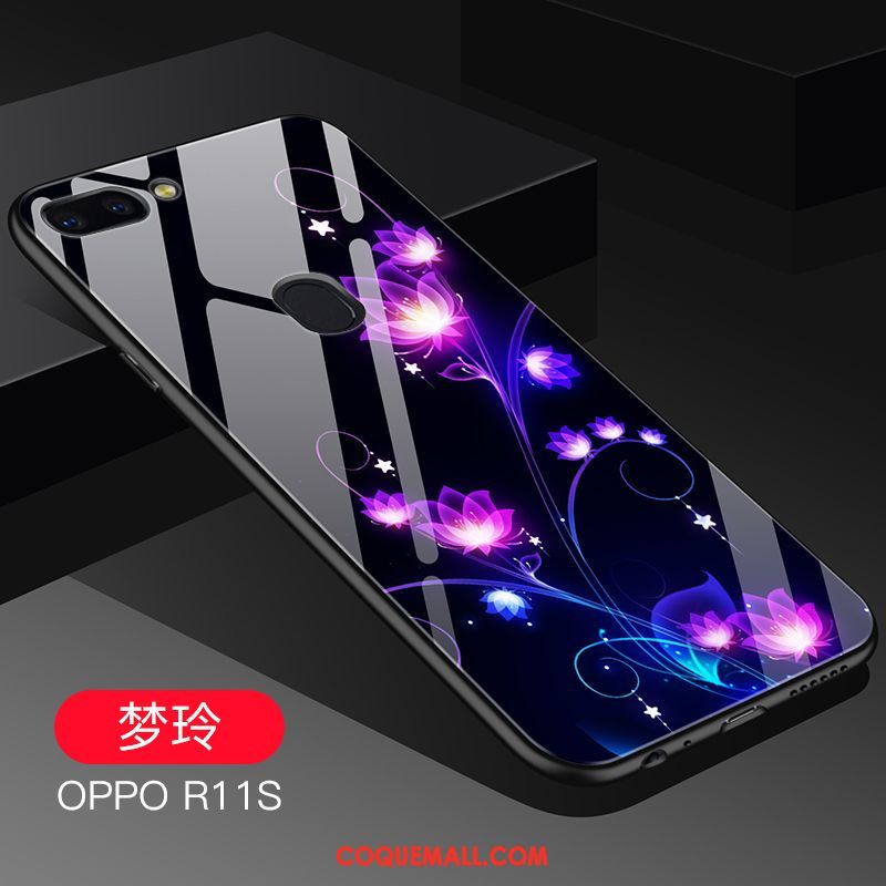 Étui Oppo R11s Cool Verre Bleu, Coque Oppo R11s Téléphone Portable Fluide Doux