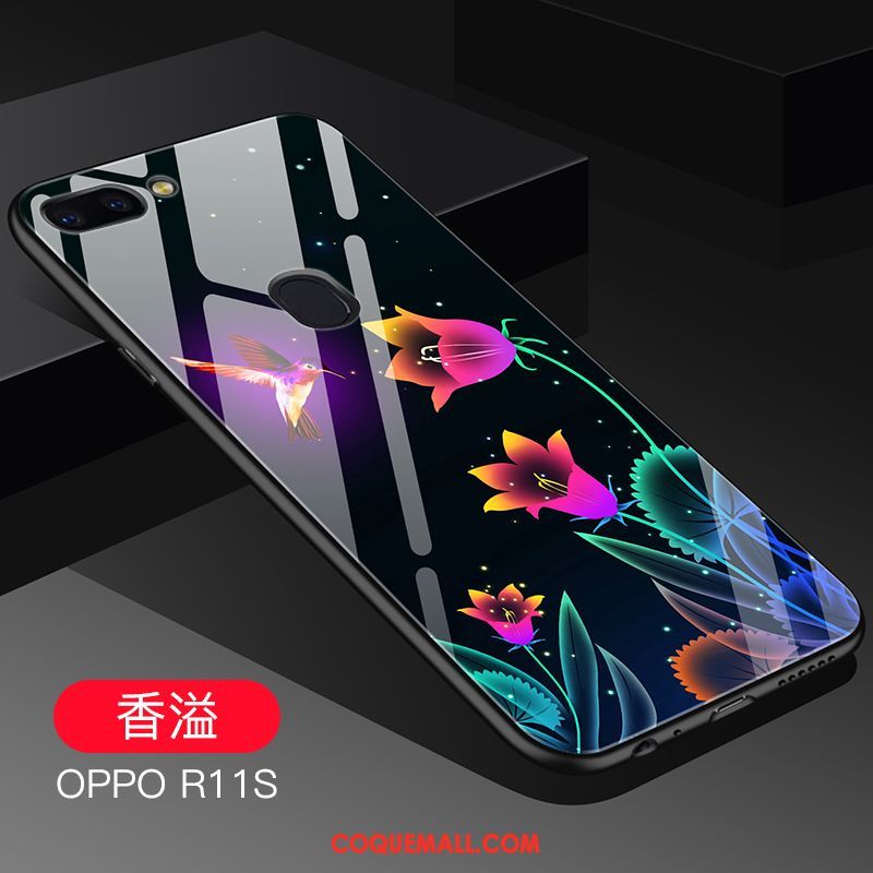 Étui Oppo R11s Cool Verre Bleu, Coque Oppo R11s Téléphone Portable Fluide Doux