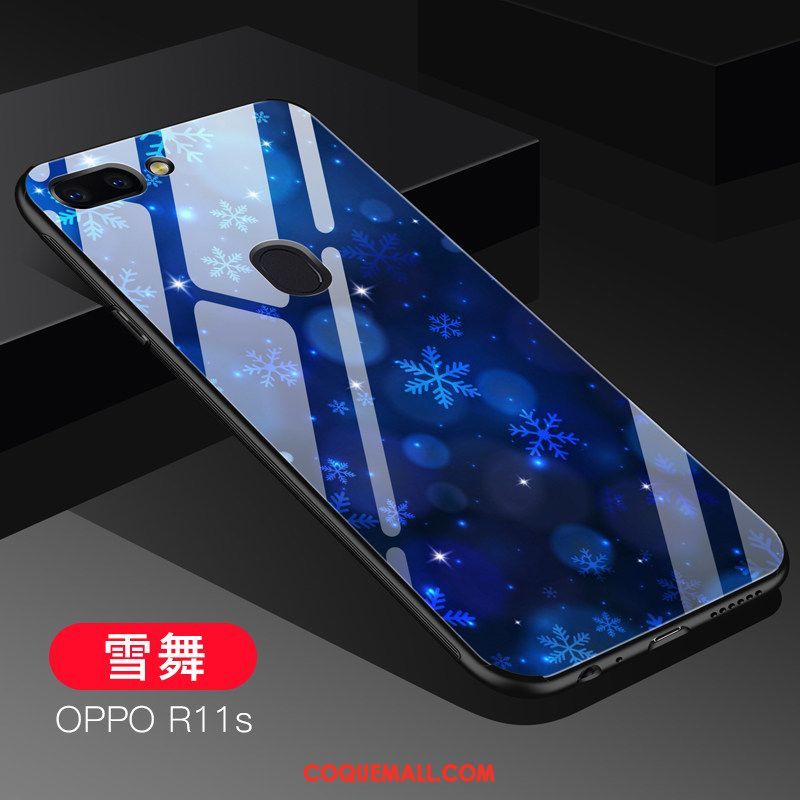 Étui Oppo R11s Cool Verre Bleu, Coque Oppo R11s Téléphone Portable Fluide Doux