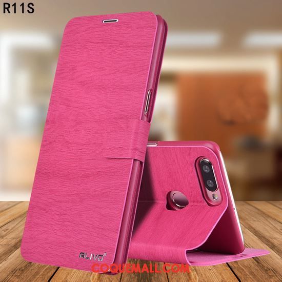 Étui Oppo R11s Rose Incassable Protection, Coque Oppo R11s Téléphone Portable Étui En Cuir