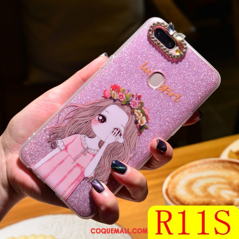 Étui Oppo R11s Rose Silicone Tendance, Coque Oppo R11s Fluide Doux Tout Compris