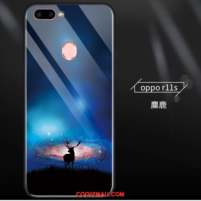 Étui Oppo R11s Tendance Incassable Net Rouge, Coque Oppo R11s Bleu Marin Personnalité