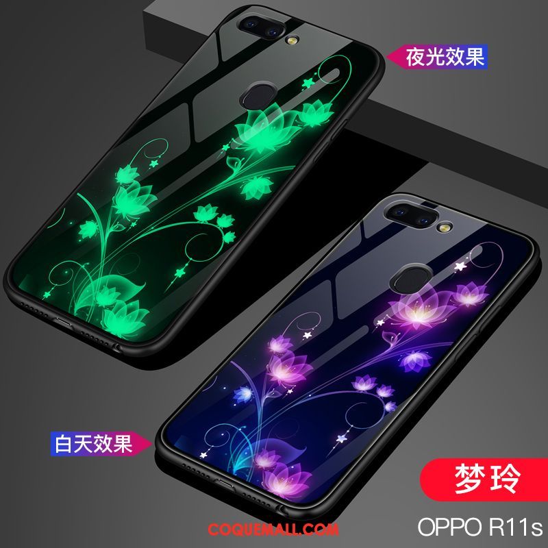 Étui Oppo R11s Tendance Noir Personnalité, Coque Oppo R11s Verre Lumineuses