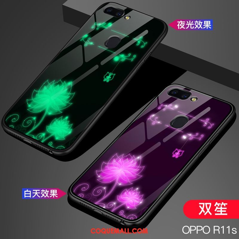 Étui Oppo R11s Tendance Noir Personnalité, Coque Oppo R11s Verre Lumineuses