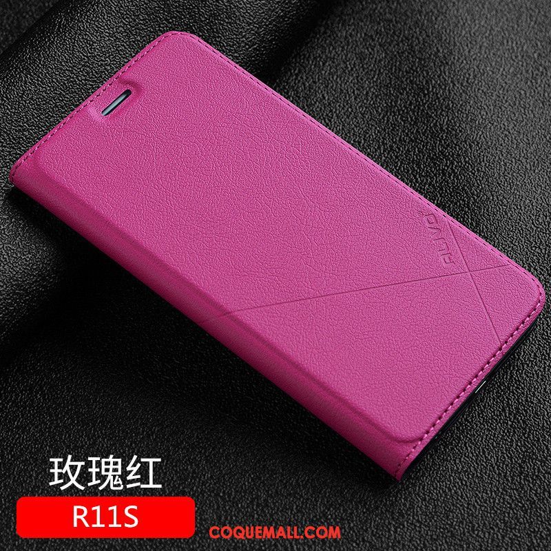 Étui Oppo R11s Tout Compris Étui En Cuir Clamshell, Coque Oppo R11s Téléphone Portable Or