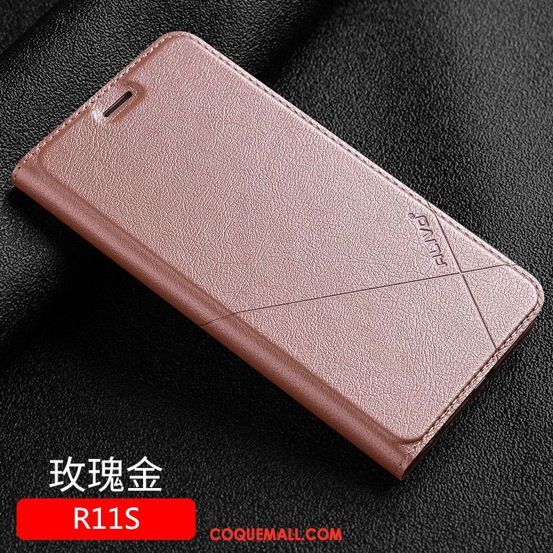 Étui Oppo R11s Tout Compris Étui En Cuir Clamshell, Coque Oppo R11s Téléphone Portable Or