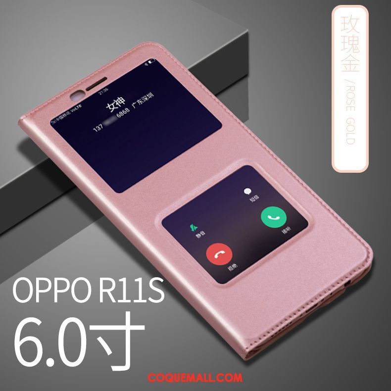 Étui Oppo R11s Téléphone Portable Protection Étui En Cuir, Coque Oppo R11s Or Tout Compris