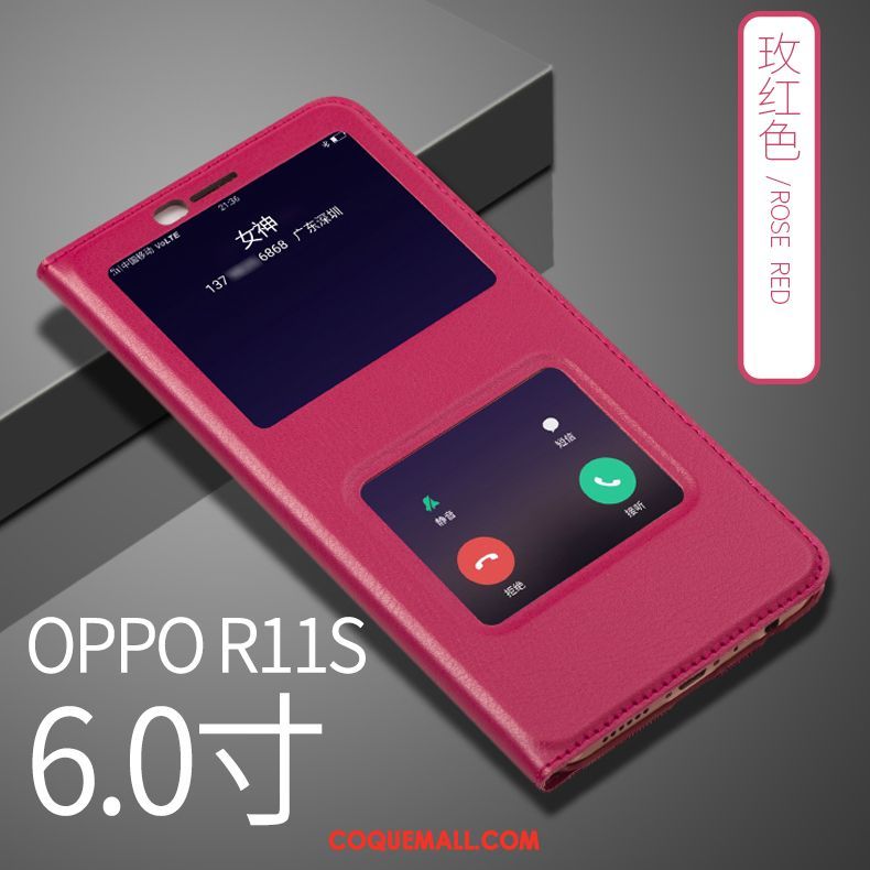 Étui Oppo R11s Téléphone Portable Protection Étui En Cuir, Coque Oppo R11s Or Tout Compris