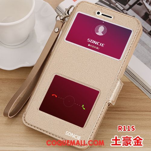 Étui Oppo R11s Étui En Cuir Silicone Téléphone Portable, Coque Oppo R11s Fluide Doux Clamshell