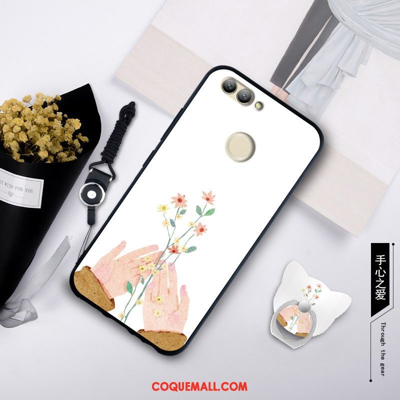 Étui Oppo R15 Blanc Téléphone Portable Anneau, Coque Oppo R15 Fluide Doux Une Agrafe