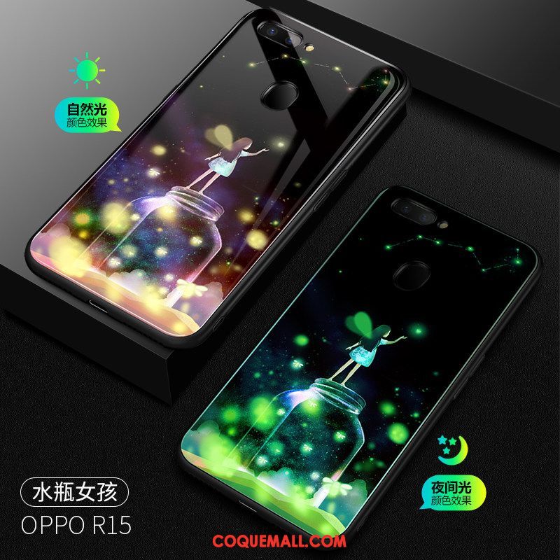 Étui Oppo R15 Bleu Très Mince Verre, Coque Oppo R15 Étoile Lumineuses