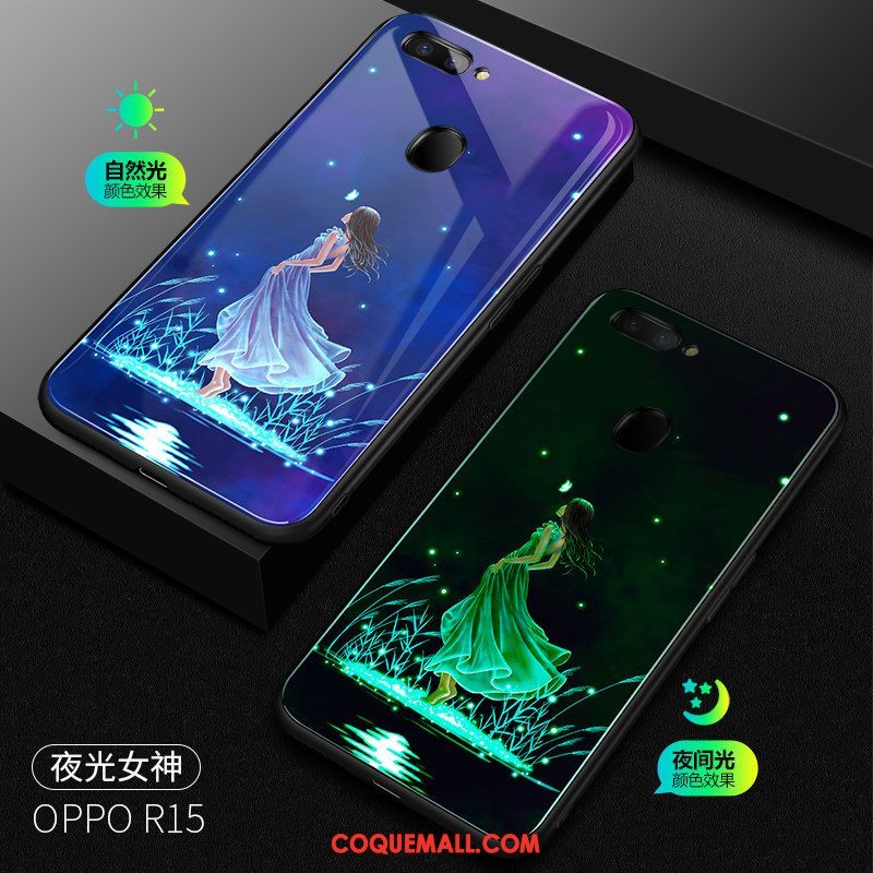 Étui Oppo R15 Bleu Très Mince Verre, Coque Oppo R15 Étoile Lumineuses