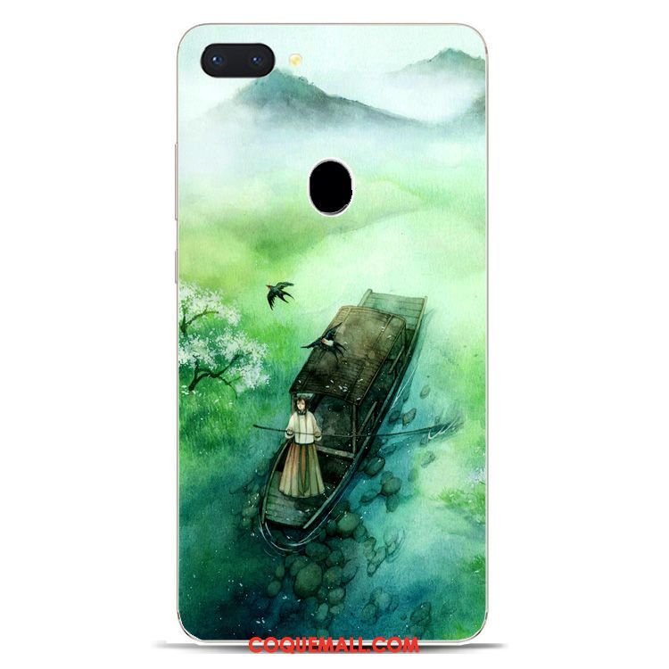 Étui Oppo R15 Créatif Style Chinois Silicone, Coque Oppo R15 Vert Téléphone Portable