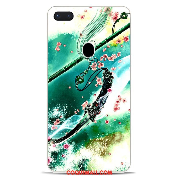 Étui Oppo R15 Créatif Style Chinois Silicone, Coque Oppo R15 Vert Téléphone Portable