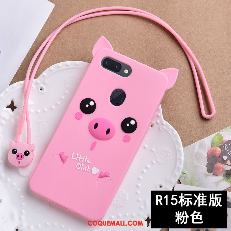 Étui Oppo R15 Dessin Animé Silicone Rose, Coque Oppo R15 Incassable Charmant