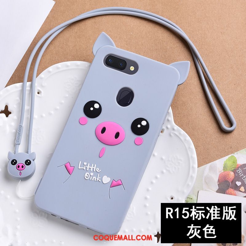 Étui Oppo R15 Dessin Animé Silicone Rose, Coque Oppo R15 Incassable Charmant