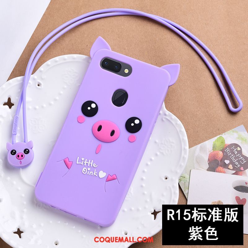 Étui Oppo R15 Dessin Animé Silicone Rose, Coque Oppo R15 Incassable Charmant